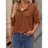 New Autumn and Winter Independent Station Loose Casual Pit Strip Long-sleeved Button T-shirt