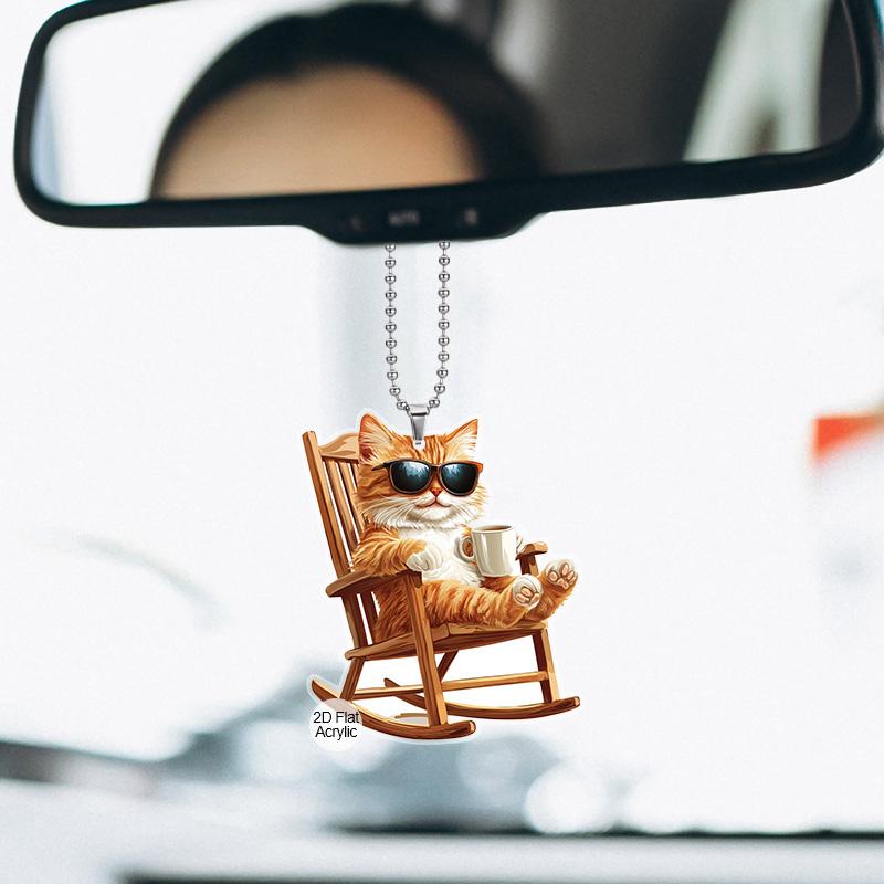 3 Types Fashionable Cat Car Decor, Perfect for Car Interior, Funny Home & Office Decoration, Suitable for Car Rearview Mirror & Home Decor