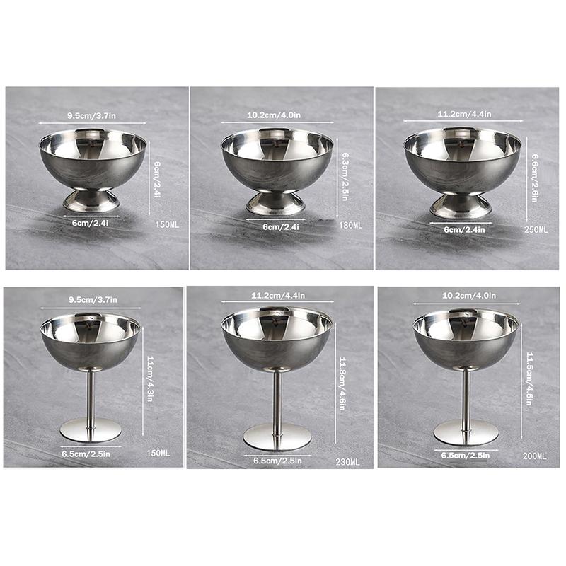 Retro High-Foot Dessert Cup 304 Stainless Steel Luxury Container for Ice Cream Cocktails Pudding Hotel & Restaurant Quality