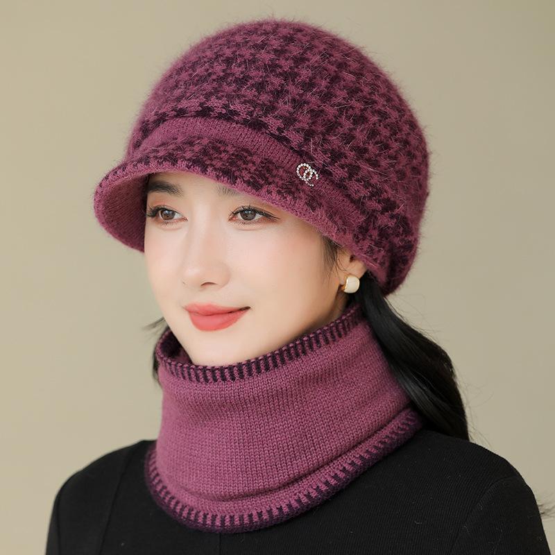 Mom Hat Lady Autumn and Winter Velvet Warm Rabbit Hair Cold Cotton Wool Hat