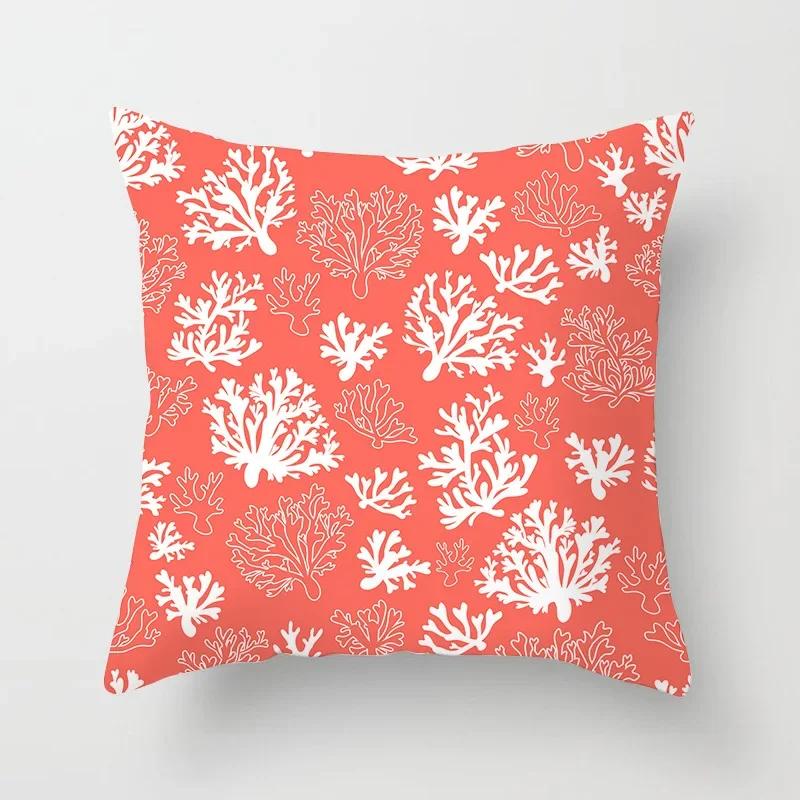 Modern Coral Red Cushion Covers Nordic Geometry Print Pillowcase Simple Pillowcase for Sofa Seats Livingroom Decorative 45*45cm