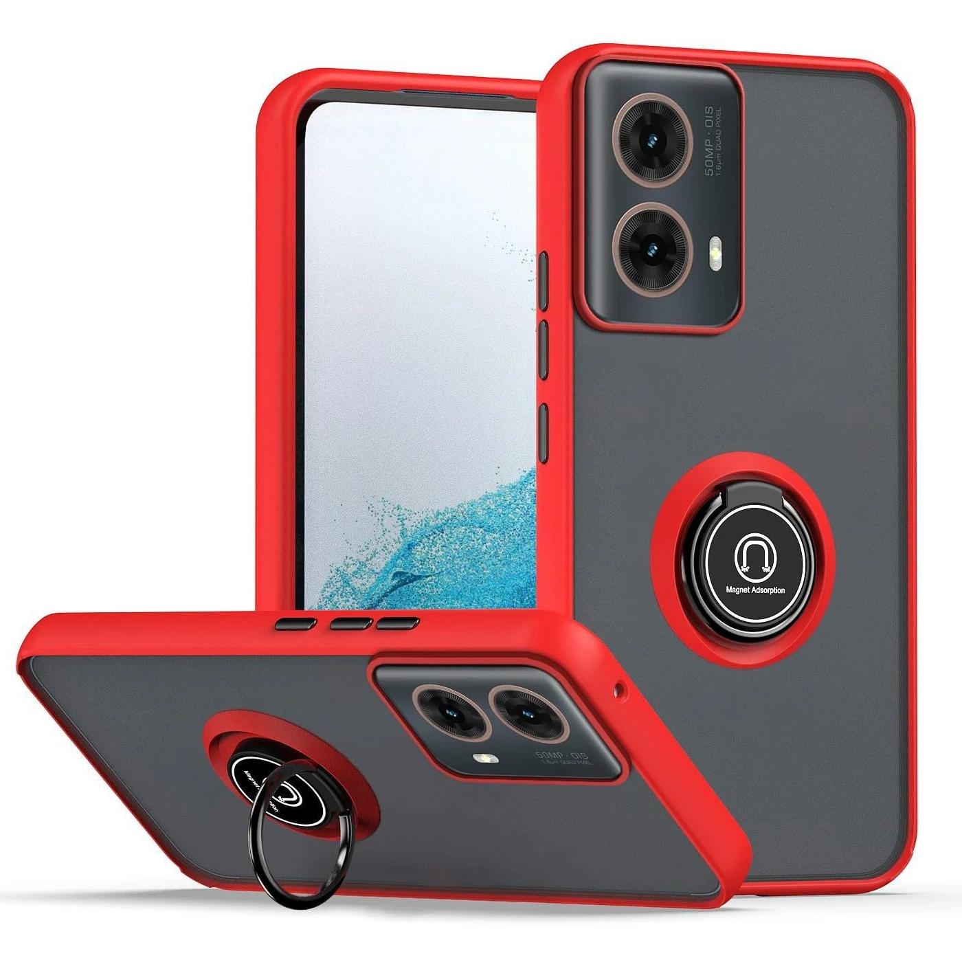 

Матовый чехол-броня для Motorola Moto G35 G55 G54 G84 G14 G72 G85 G75 G15 G05 G34 G24 S50 E13 G13 с кольцом-держателем, противоударный чехол Motorola Moto G24 красный