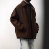 Unisex Japanese Woolen Jacket: Autumn/Winter Retro Loose Fit with Lapel, Oversized Casual Style.