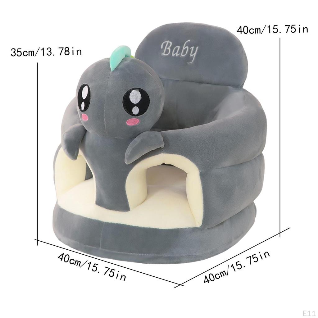 Baby Seat Chair Cover Plush Fabric Animal Shaped Infant Floor Slipcover Elephant Beige