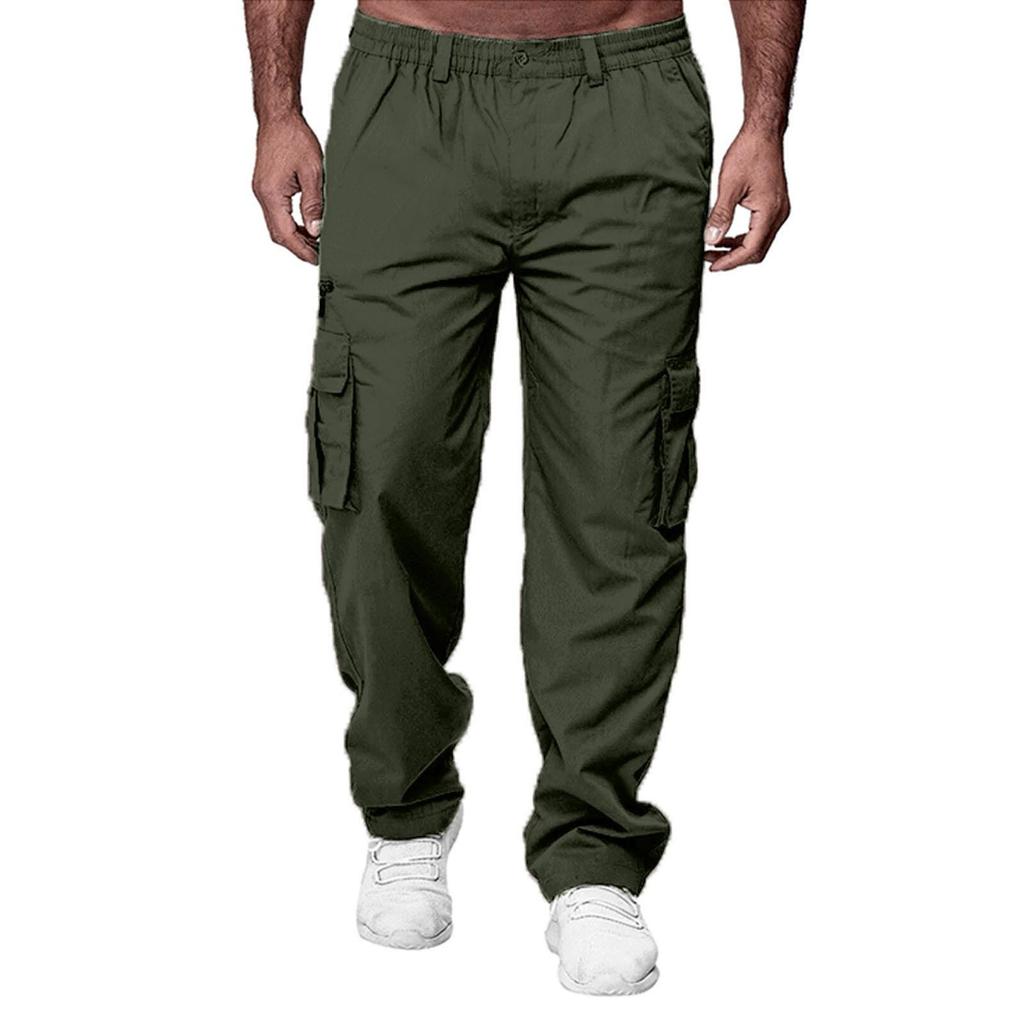 Men's Outdoor Casual Pants Jogging Cargo Pants Solid Color Sports Casual Lightweight Hiking Mountaineering Large Pocket Pants