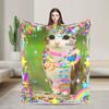 Decora Meowl Soft Warm Blanket  Airplane Travel Plush Throw Blanket Aesthetic Outdoor Flannel Bedspread Sofa Bed Cover