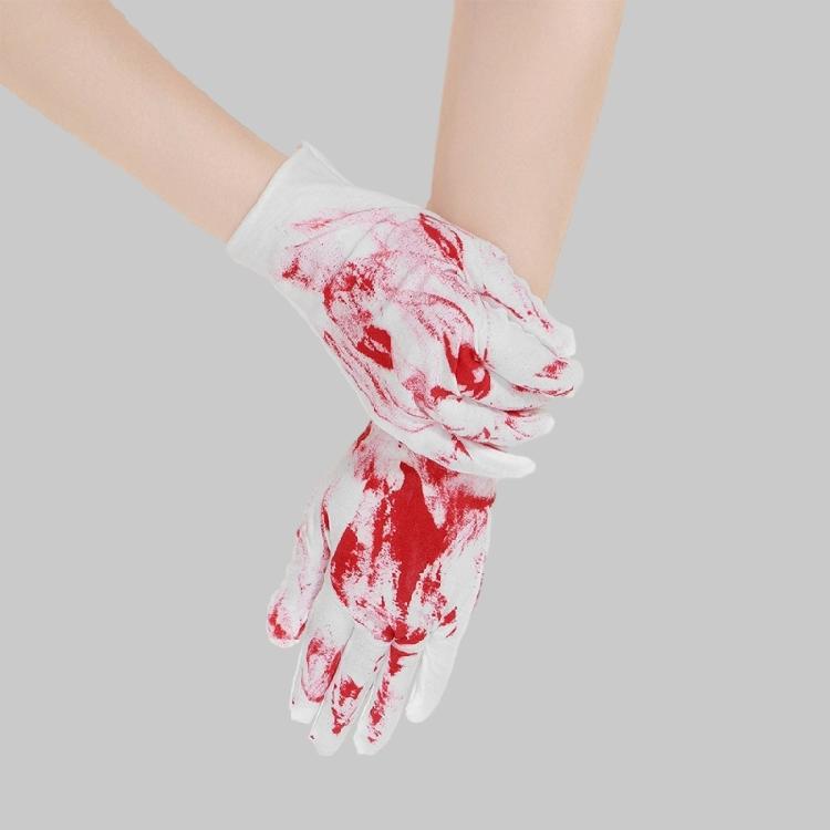 Ghostly Halloween Cosplay Bloodstain Print Gloves for Bone Chilling Style