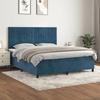 Maison Exclusive - Dark Blue Bed Slat Base and Mattress 160x200cm Velvet