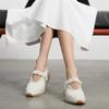 Platform Leather Ballet Children's New Pearl Word with Velcro Casual Mary Jane White Shoes