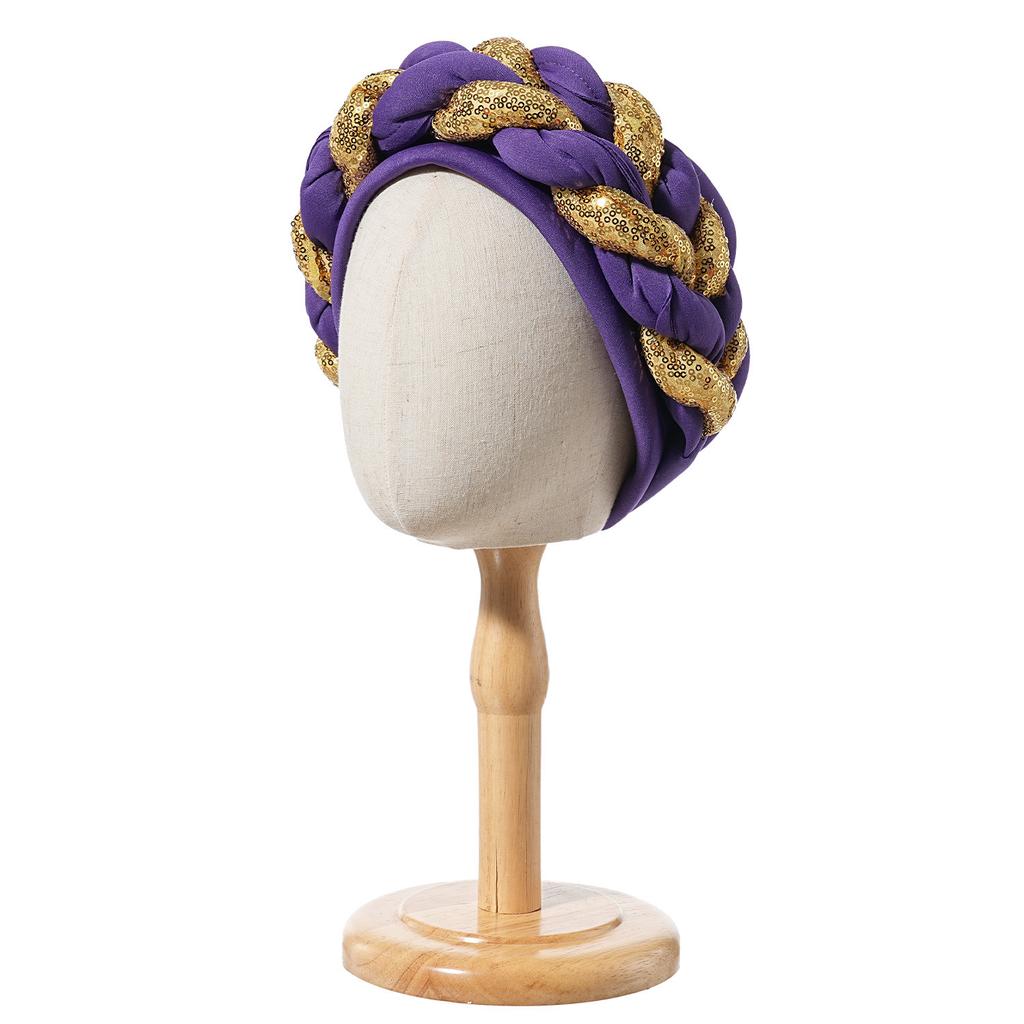 Bonnet for Women Turban Twist Simple Ethnic Headscarf European American Versatile Thick Braids Milk Silk Cross-Wrapped Headgear