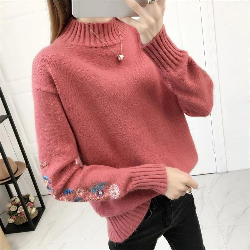 Sweater for Women Autumn Winter Thickened Pullover Warm High Neck Knitted Stretchy Long Sleeve Oversize Jumper Tops