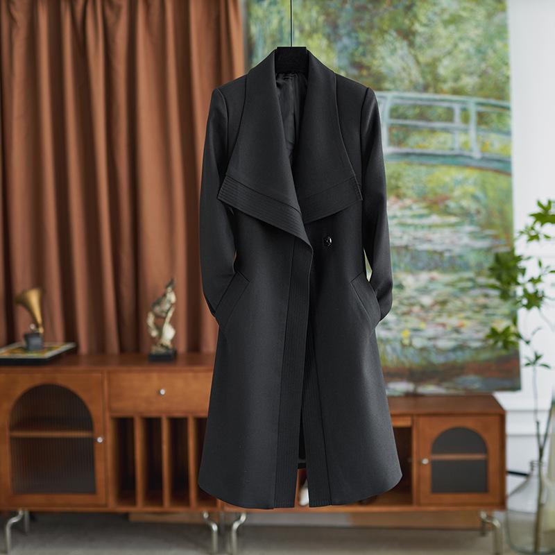 

South Oil Fashion Retro French Slimming Lace-Up Trench Coat Small чёрный