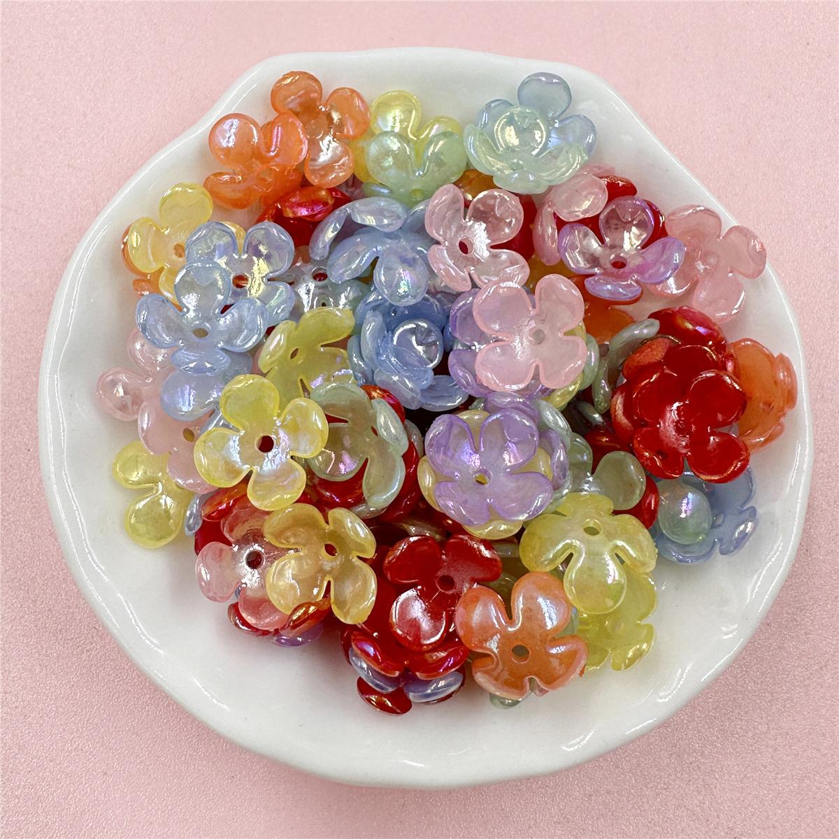 

Товары для дома, аксессуары для сережек, яркое лицо, своими руками, маленькая акриловая модная шпилька, материалы ручной работы, 80 шт., антикварные лепестковые бусины 10 мм разноцветный