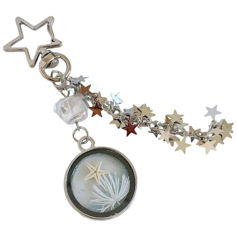 

Lightweight Marine Keychain with Real Starfish and Seaweed Design Perfect for Everyday Use or Travel белый