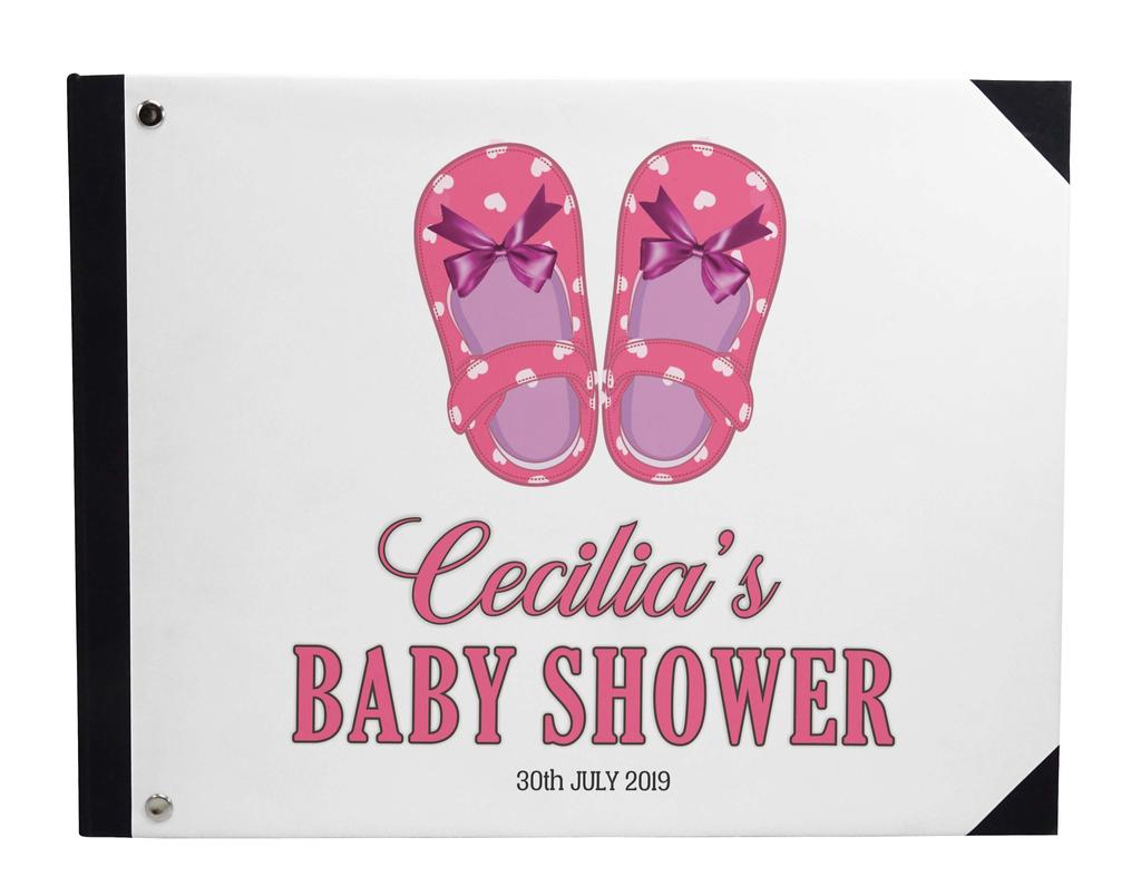 Darling Souvenir Blue Seamless Heart & Baby Objects Personalized Printed Baby Shower  Guest  Book  Scrapbook-7 x 9