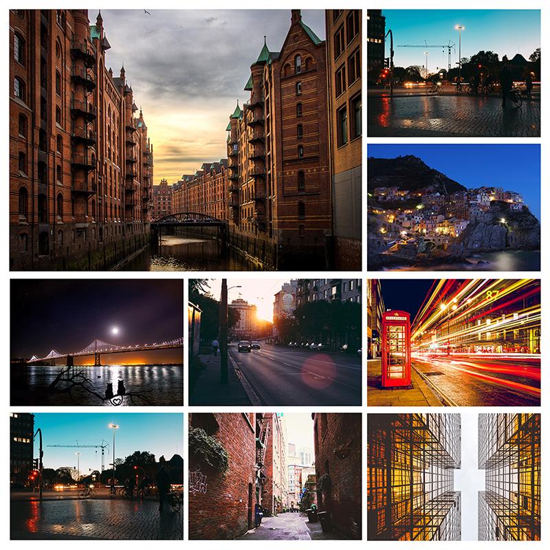 City Street Night Backdrop for Photo Studio Urban View Photography Background Retro Architecture Video Stream Poster