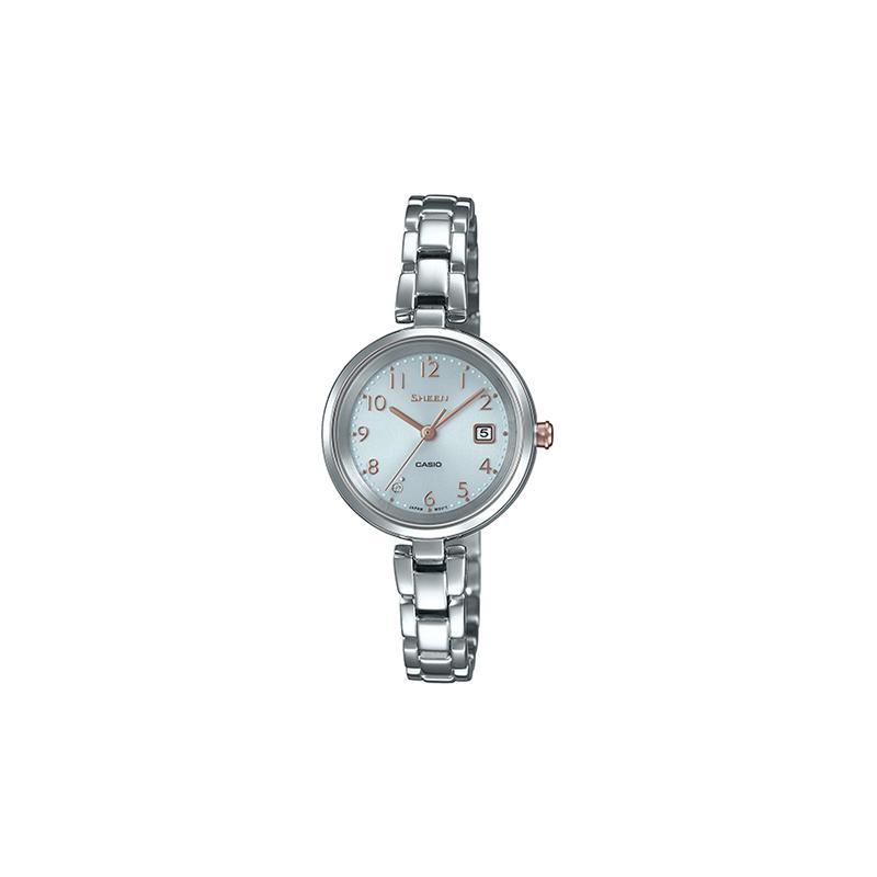 

Casio SHEEN Solar Series Date Display Artificial Sapphire Glass Mirror Waterproof Quartz Movement Stainless Steel Strap Japanese and SHS-D200D-7APR срібний