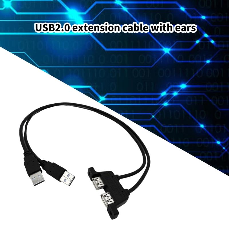 Double USB Male To Female Extension Cable Twin Port USB2.0 Extension Cable With Screw Hole Panel Mounting USB2.0