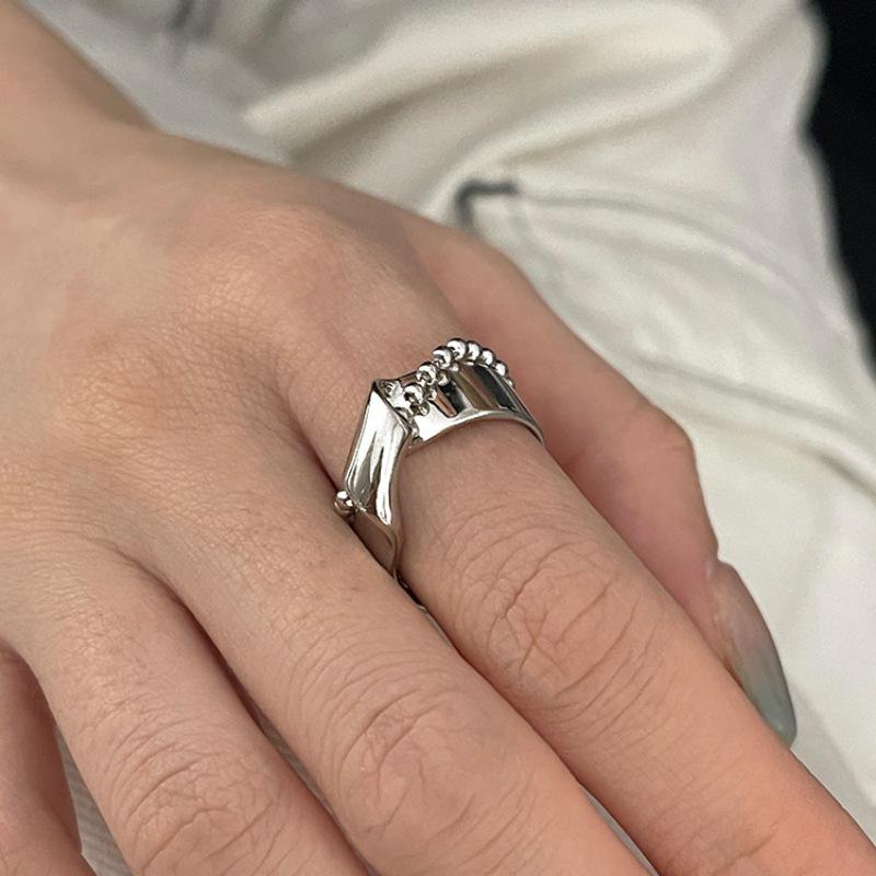 Women s Double Layer Beaded Geometric Mobius Ring - Adjustable and Retro Fashion Open Adjustable