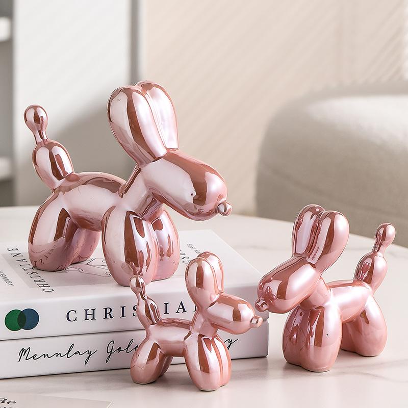 Nordic Ceramic Balloon Dog Abstract Ornament Creative Sculpture Study Room Statue Home Office Accessorie Festival Decoration