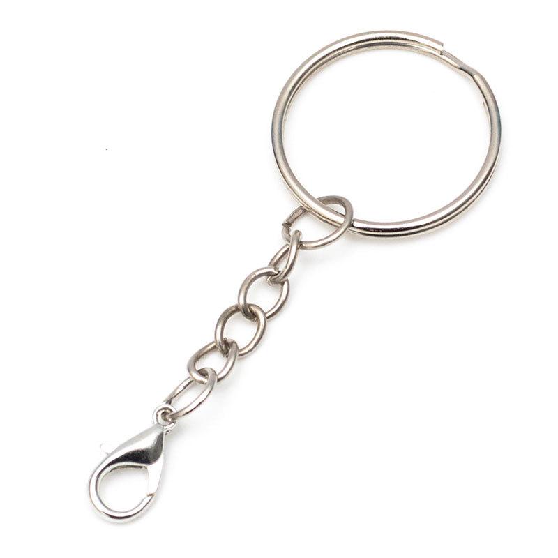 DIY Jewelry Metal Key Rings & Lobster Clasps with Embossed Flat Split Rings