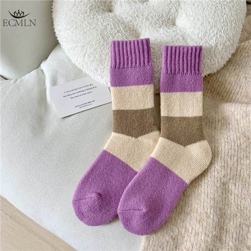 Purple Heart Knit Socks Soft Warm and Cozy for Fall and Winter Women's Fashion Socks