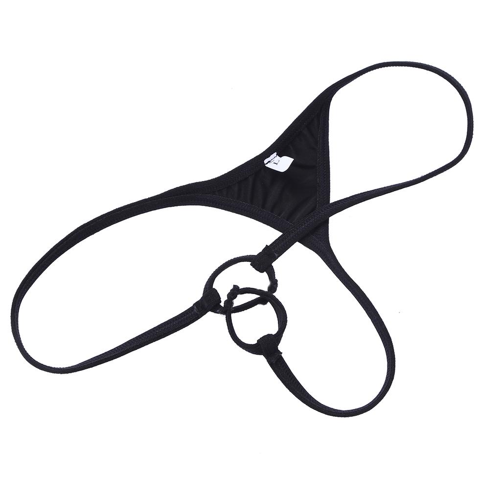 Men Lingerie Patent Leather G-String With Hole Loop Bikini Briefs Underwear Underpants