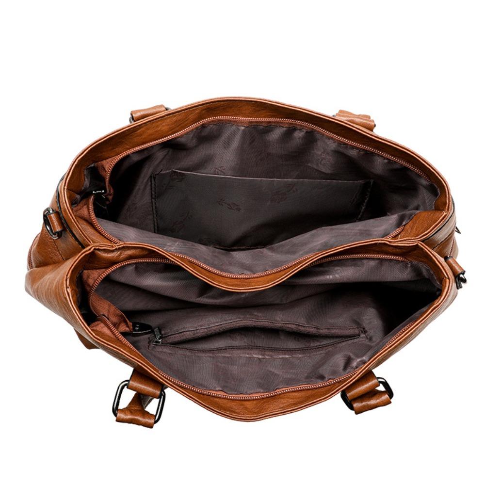 Large Capacity Shoulder Bag Soft Leather Boston Bag Casual Underarm Bag Female