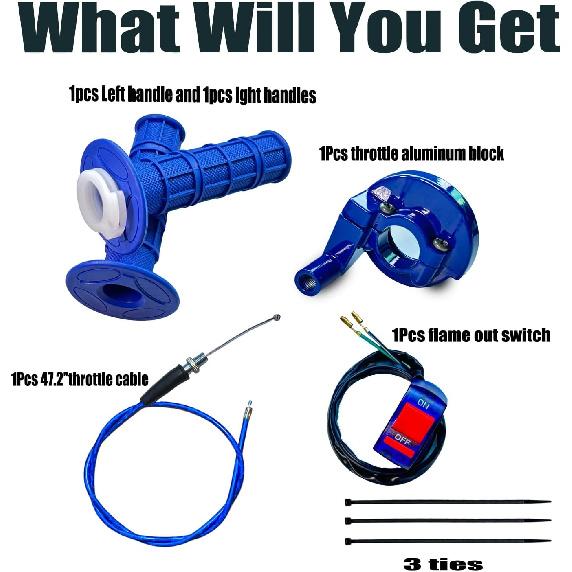 7/8 22Mm Twist Throttle Accelerator Handle Grips For Pit Bike Mini Bike Throttle Cable Kit 4-Stroke Dirt Bike Pocket Bike For 50Cc 90Cc 110Cc