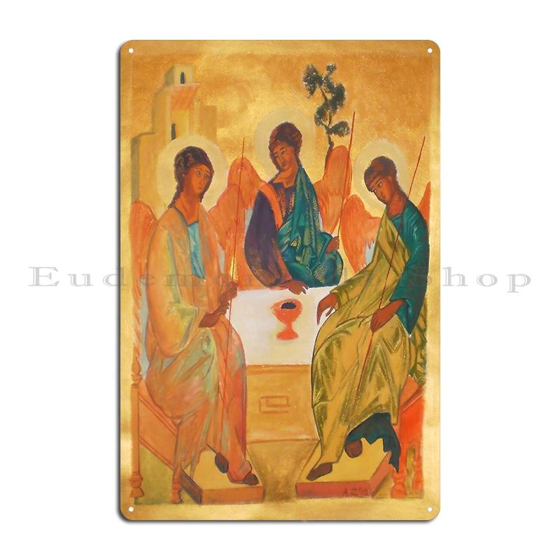 Heilige Drie-eenheid Schilderij Rublev Drie-eenheid Metalen Bord Designer Ontwerpen Decoratie Club Poster Tinnen Bord Poster