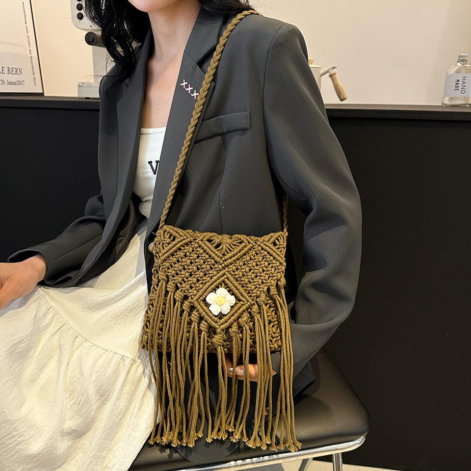 Богемная бахрома плетеная сумка женская 2024 новая интернет знаменитость сумка через — фото 11