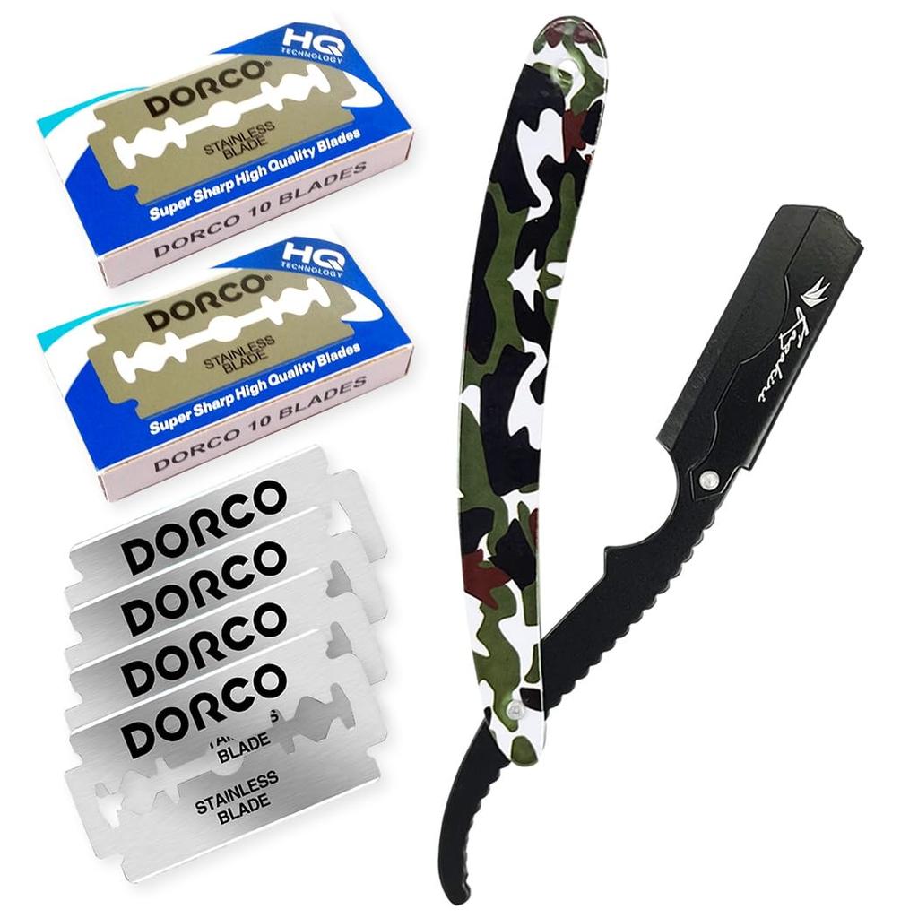 Kazakiri Premium Camouflage Razor for a Deep Straight Includes 40 Replacement Blades Shave, Razor, (20 Blades)