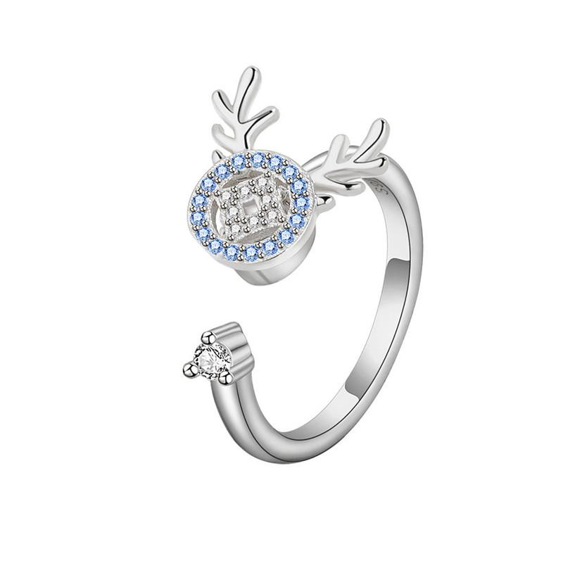 Winter CZ Snowflake Opening Rings for Women Girls Christmas Jewelry Fidget Anxiety Relaxing Ring Year Gift
