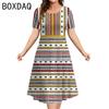 3D Vintage Ethnic Style Elegant A-Line Dress Oversized 3XL Women Short Sleeve O-Neck Casual Dress Letter Printed Casual Dresses