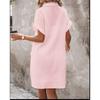Abito Casual da Donna a Manica Corta, Monopetto, Colore Unito, Lunghezza Midi, Vestibilità Larga