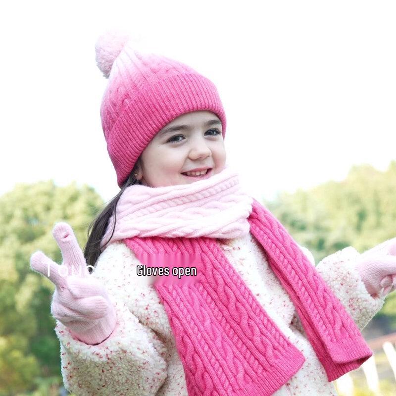 

Kids Gradient Pom-Pom Hat, Scarf & Gloves Winter Set