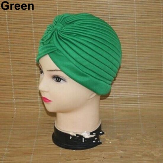 Women Stretchy Head Wrap Band Chemo Bandana Pleated Headwear Decor