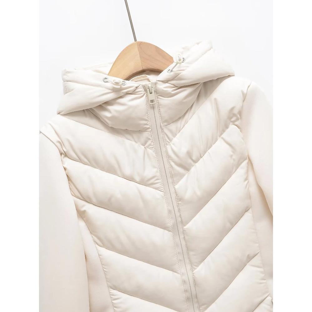 Herbst Winter Damen Kapuzenjacke Luftbaumwolle Langarm Slim Stepp Leicht Daunen Baumwolljacke für Damen
