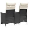 2 Seater Garden Sofa with Table Adjustable Black Poly Rattan