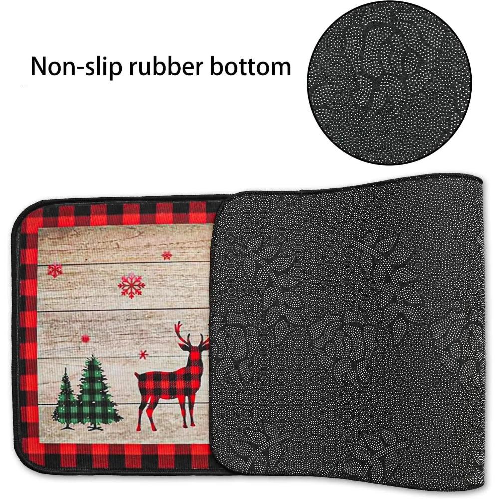 2PC Christmas Crystal Pile Home Decorative Carpet Kitchen Entryway Bathroom Non-Slip Machine Washable Carpet