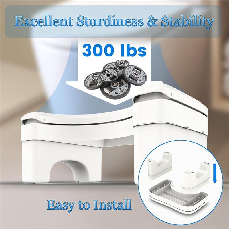 Good-Toilet Stool Squat Adult, Height Adjustable Poop Stool For Bathroom With Storage Box, Portable Non-Slip Potty Step Stool