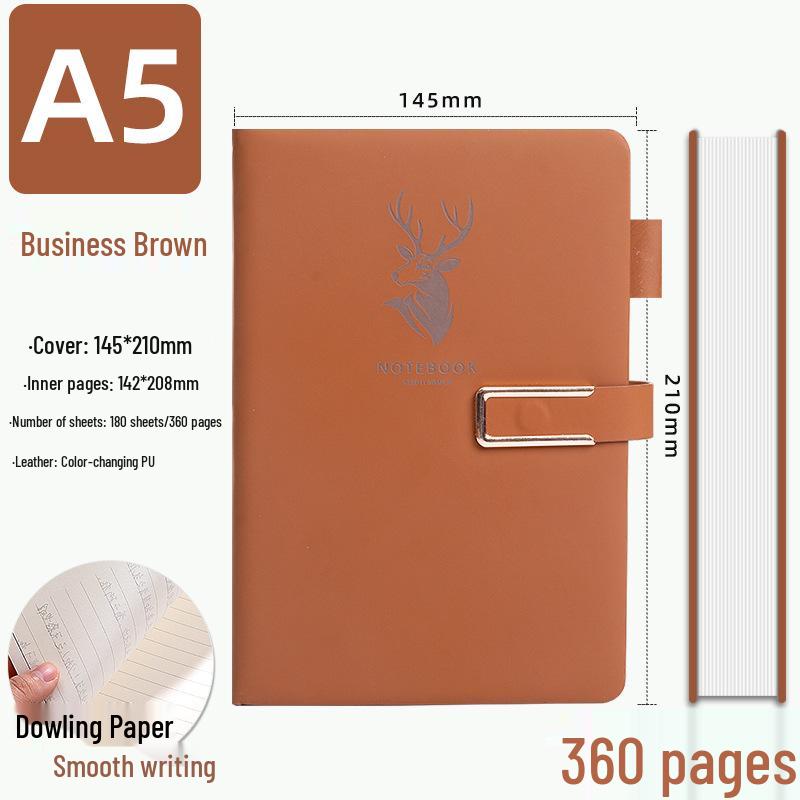 A5 Business Office Notebook with Thickened Pages and Simple Buckle, Ideal for Meetings, Record Keeping, Custom Logo Printable