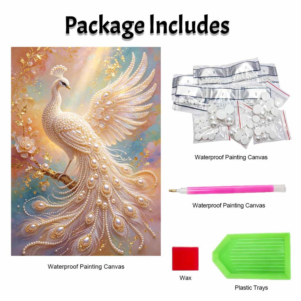 5D Pearl Kit Majestic Peacock Pattern DIY Gemstone Art Relaxing Handmade Ornament Home Wall Desktop Decoration for Beginners