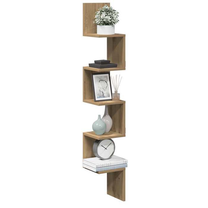 VidaXL Étagère d'angle murale chêne artisanal 20x20x127,5 cm, étagère murale, étagère suspendue, étagère murale suspendue, 856615