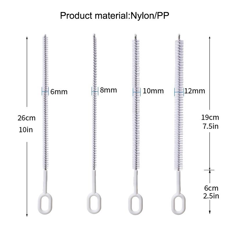 1/4Pcs Straw Cleaner Brush 4 Diameters Full Coverage Bristles Extra Long Pipe Straw Cleaners Brush For Tumbler Sippy Cup Kettle