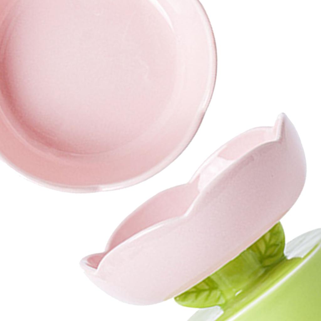 Keramik Katzennapf Niedliche Blumenform Große Kapazität Nackenschutz Erhöhter Haustiernahrungsnapf für Katzen Hunde Haustiere