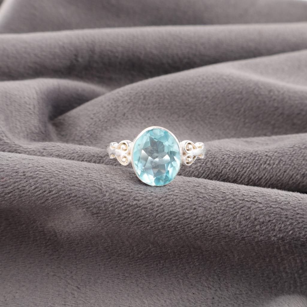 Sky Blue Topaz Gemstone925 Sterling Silver Jewelry Handcrafted Ring For Women RR-66-9