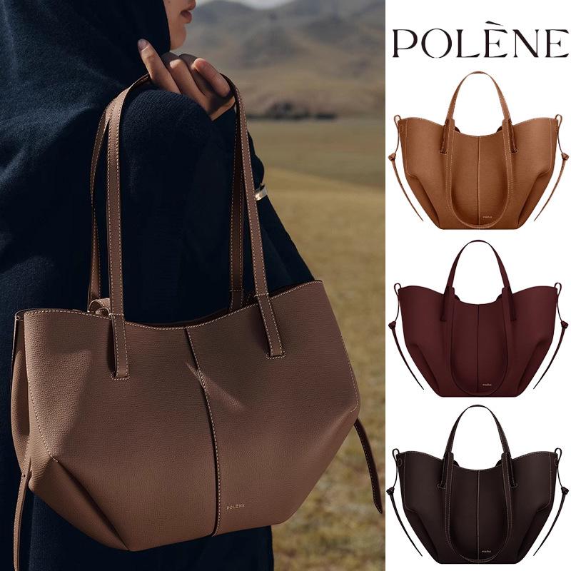 Grand Sac Fourre-tout Plissé en Cuir de Vache: Sac à main POLENE Wing pour femme