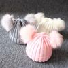 2019 Brand New Newborn Baby Kids Girls Boys Winter Warm Knit Hat Furry Balls Pompom Solid Warm Cute Lovely Beanie Cap Gifts