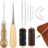 Leathercraft Tool Wooden Handle Leather Punching Leather Sewing Hand Sewing Waxed Leather Tools for Everyday Beginners Double Gourd with Eyelet 1